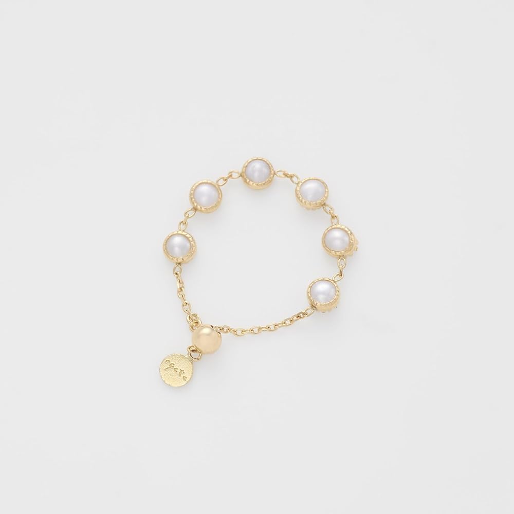 美品✨agete ドリーミードリーミー K10 パールチェーンリング ゴールド agete ドリーミードリーミー オパール チェーンリング K10